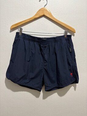 Men's Navy Swim Board Shorts with Red Heart Accent
